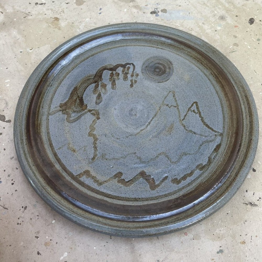 VTG 70’s Large Hand Thrown Ceramic Plate/Platter Signed Studio Pottery STEARNS